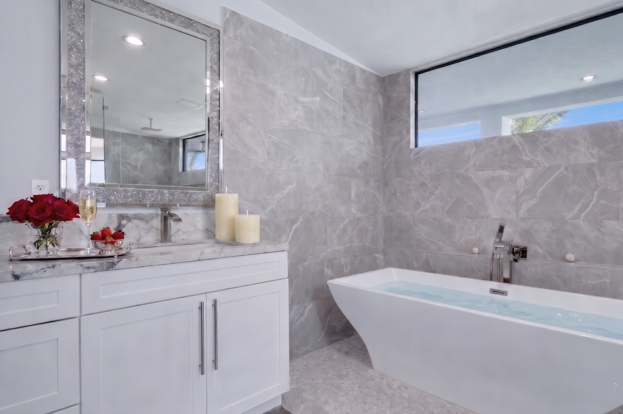 Large soaking tub and walk-in shower