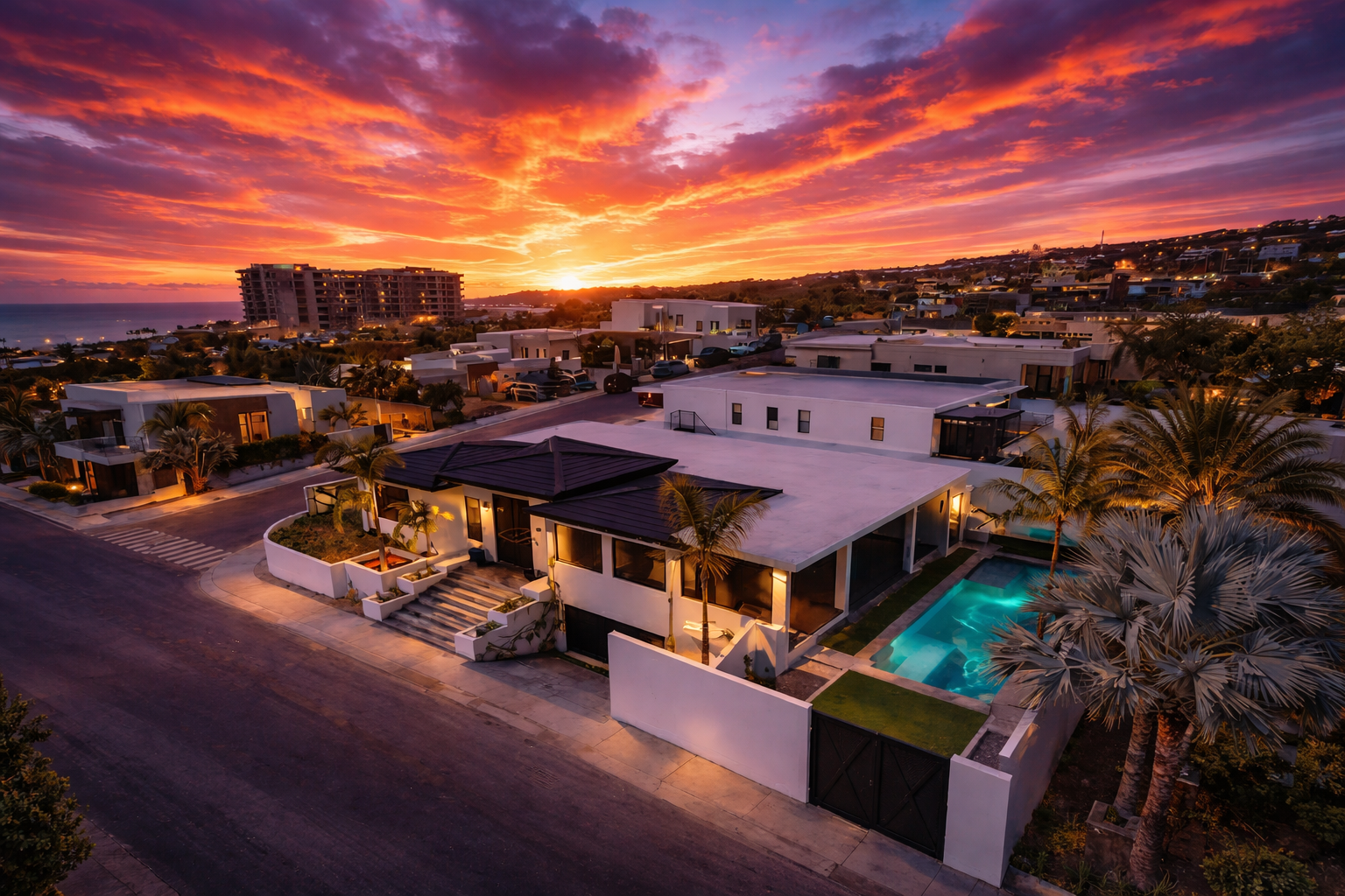 Villa Utopia at sunset