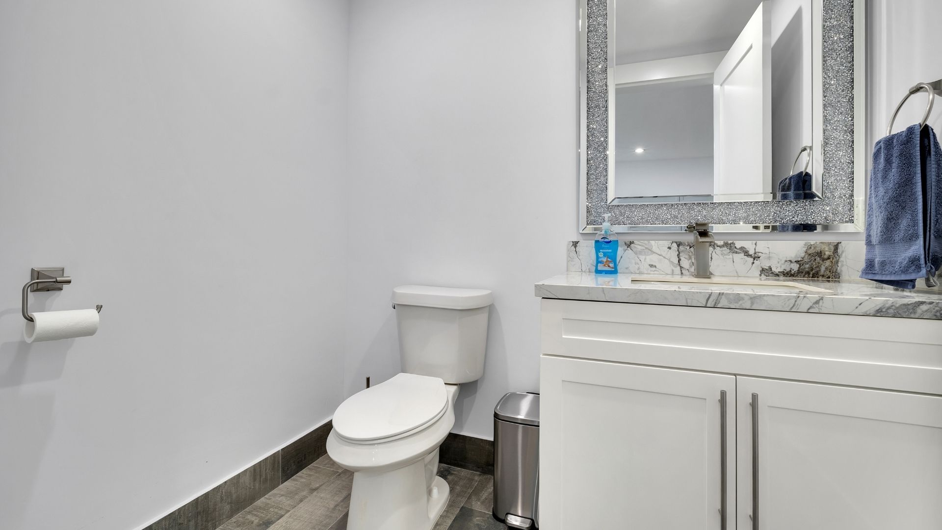 Powder room off the great room